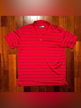 Callaway Opti Dri Golf Polo Shirt Mens Large Red Striped Performance